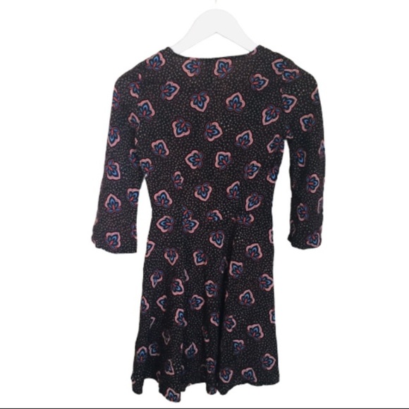 H&M Boho Patterned Fit and Flare Dress With Long Sleeves Brown Size 4 - Picture 4 of 8